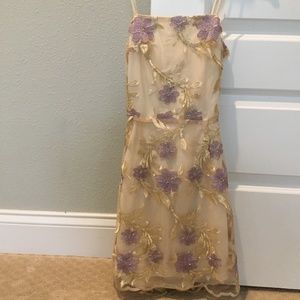 Amari Gold Floral Mesh Dress by Lucy in the Sky